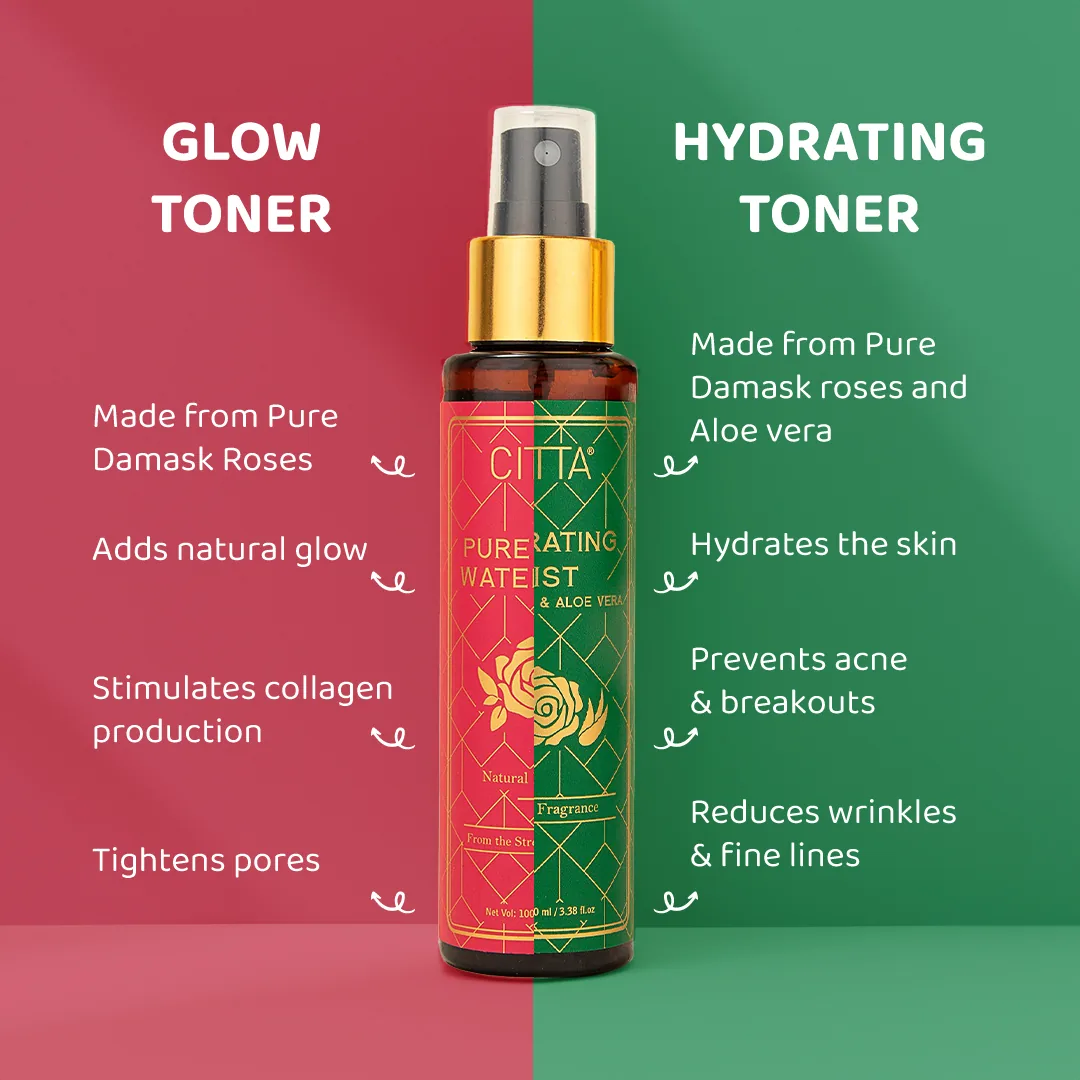 CITTA glow toner and hydrating toner comparison social creative