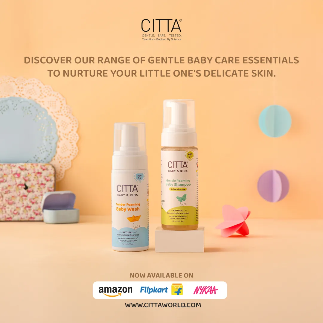 CITTA baby care range social creative with marketplace logos